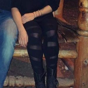 Black leggings with sheer